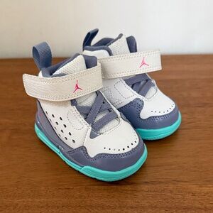 Jordan Kids' White, Gray, and Teal Sneakers (Baby)